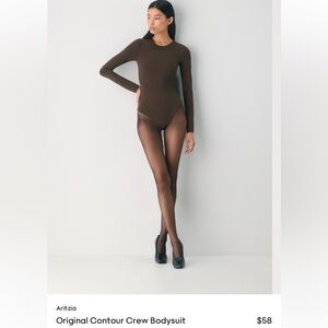 Aritzia Brown Long-Sleeve Crew Neck Bodysuit